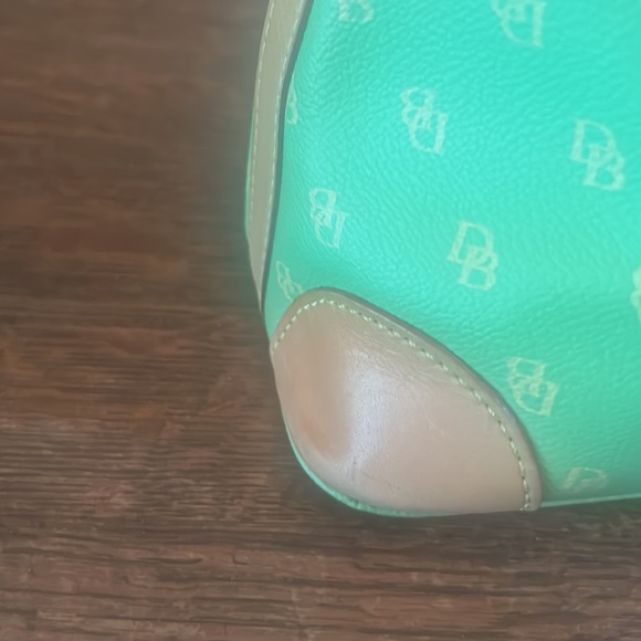 Dooney & Bourke Lime Green Coated Canvas Signature Print Satchel - Picture 7 of 16